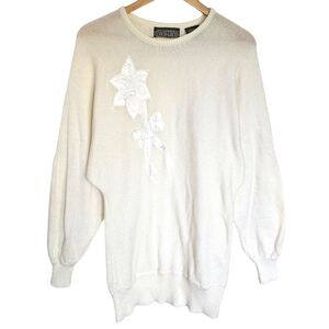 Vintage cream dolman sleeve tunic sweater‎